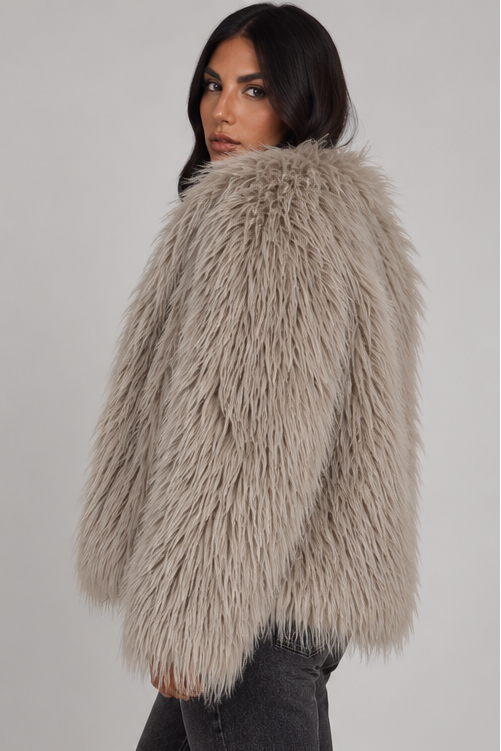 PELLICCIA OVER/D FLUFFY TORTORA