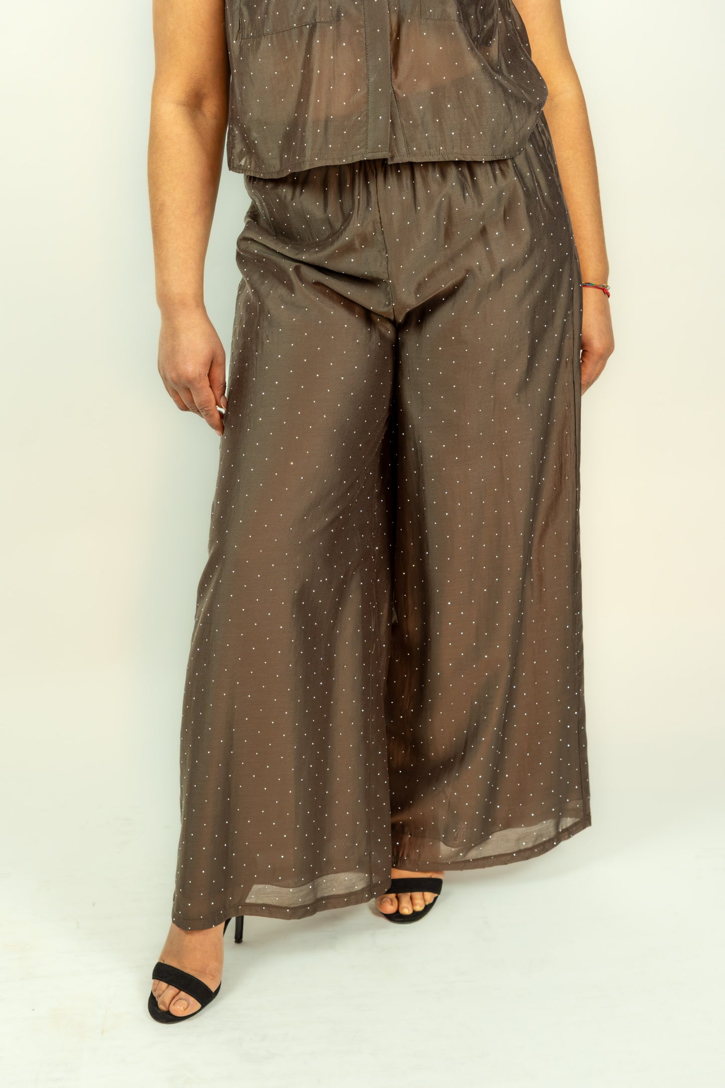 PANTALONE MARRONE STRASS KAOS