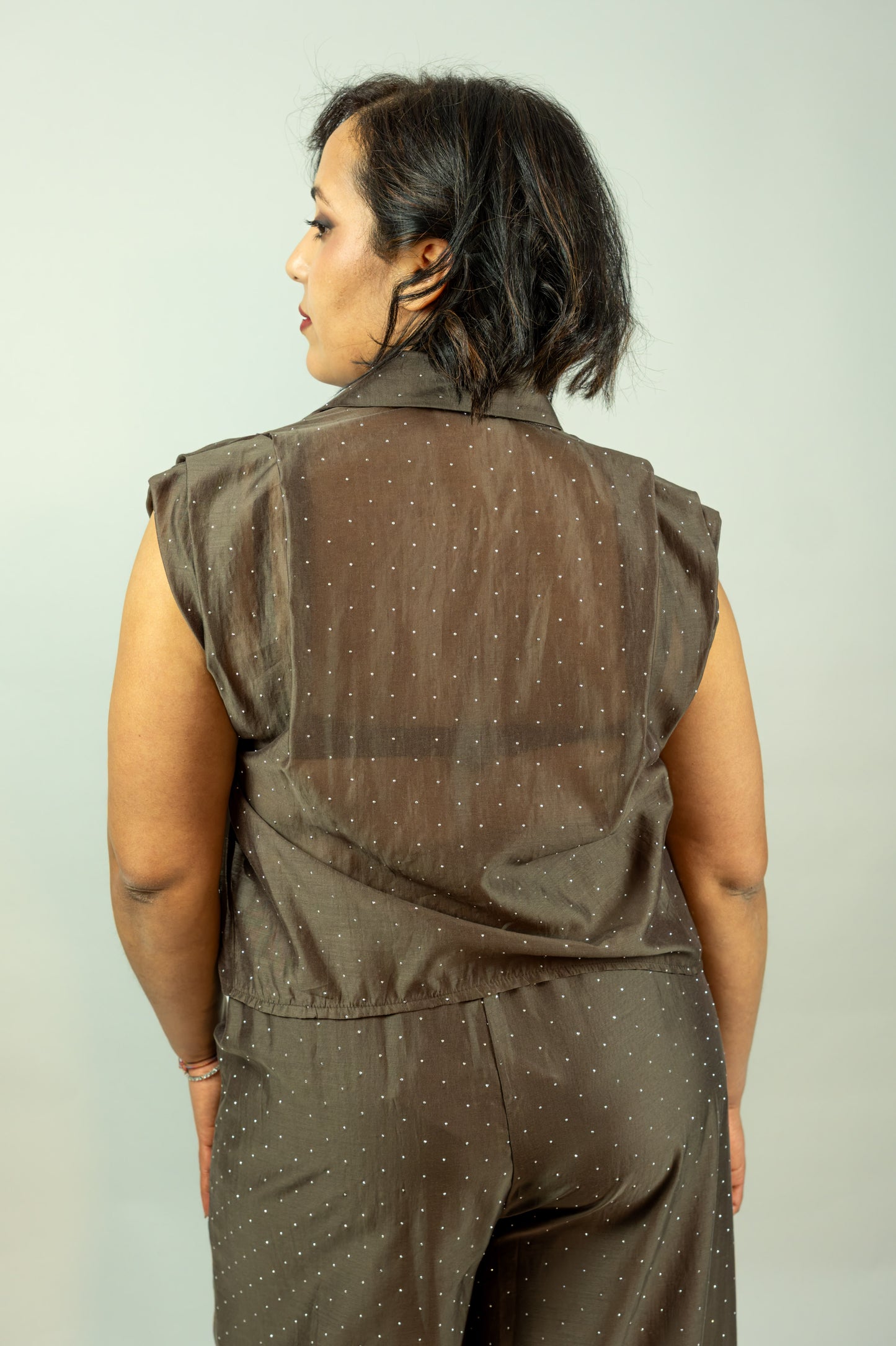 CAMICIA PAILLETTES MARRONE KAOS