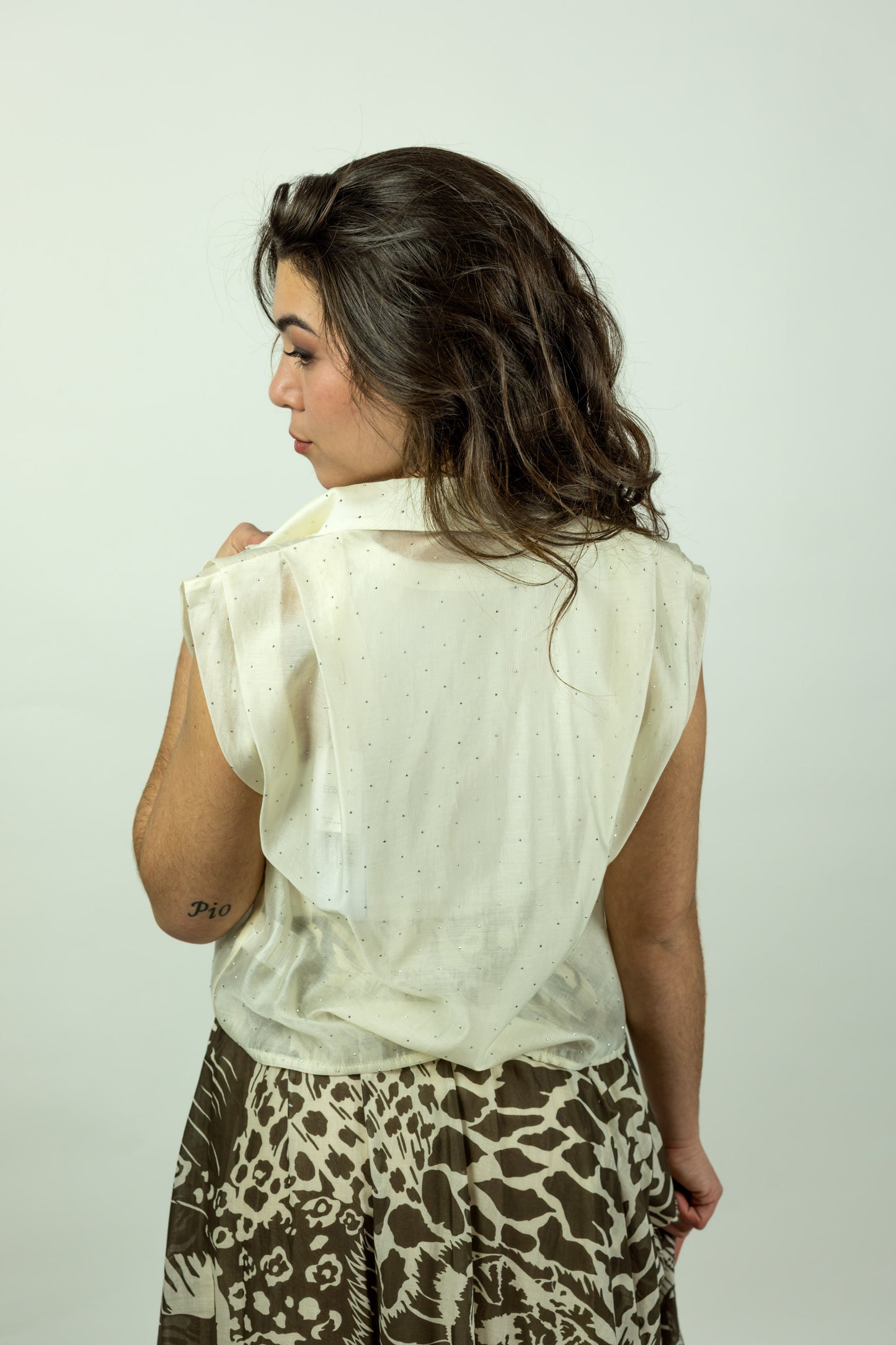 CAMICIA STRASS KAOS PANNA