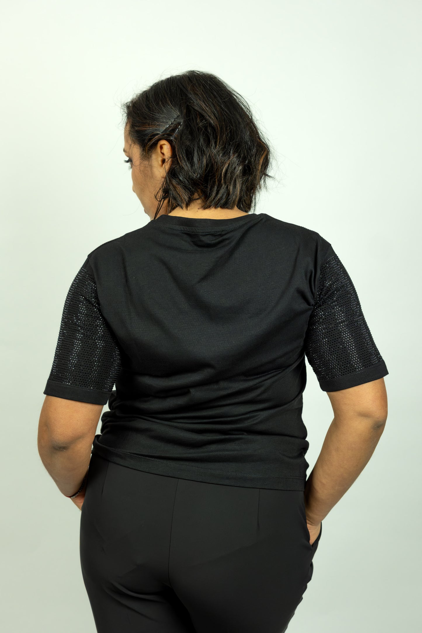 T-SHIRT NERA STRASS ODI ET AMO