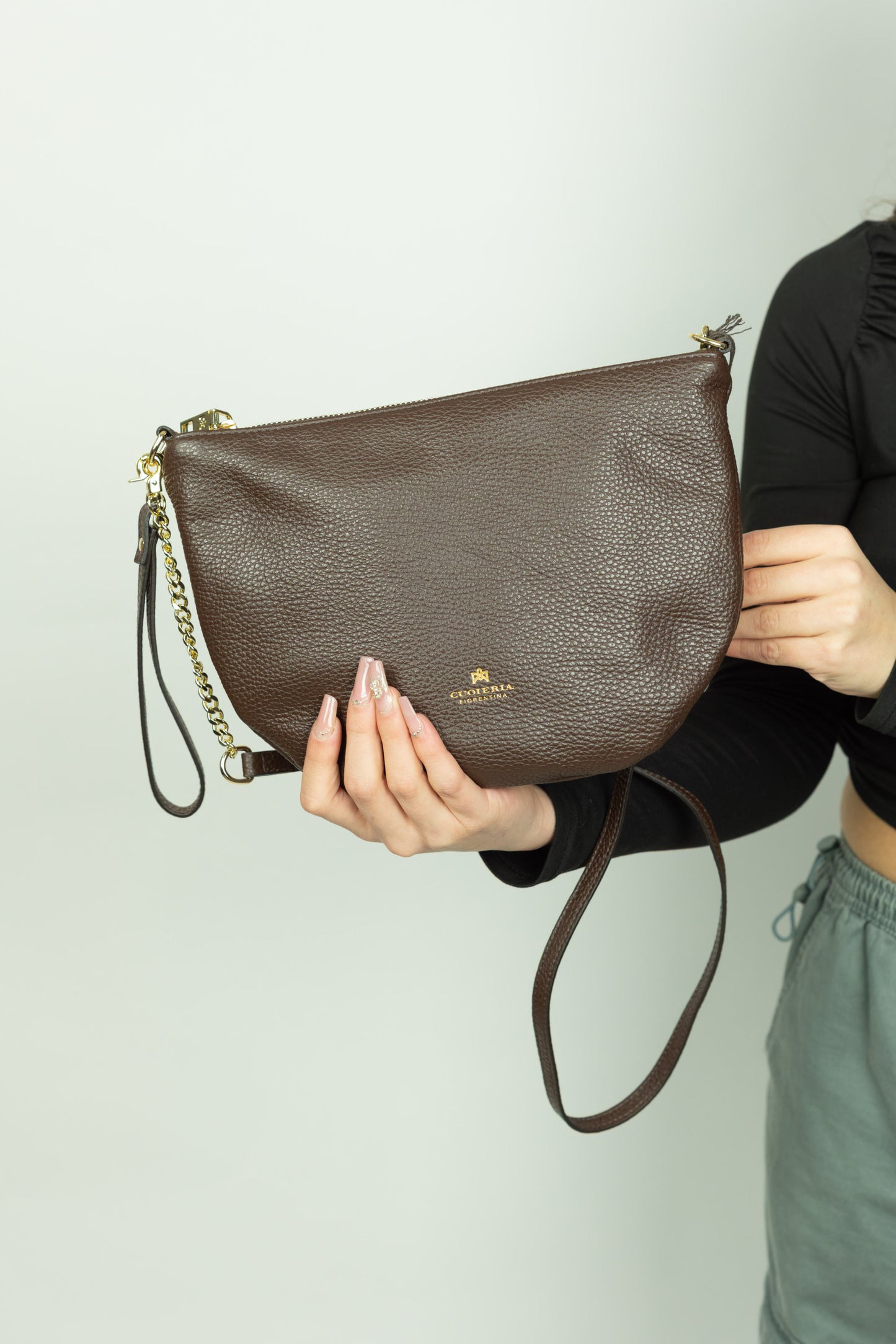 BORSA POUCH MARRONE CUOIERIA FIORENTINA