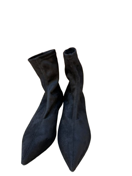 TRONCHETTO NERO ELASTICIZZATO CAMOSCIO BIANCA DI