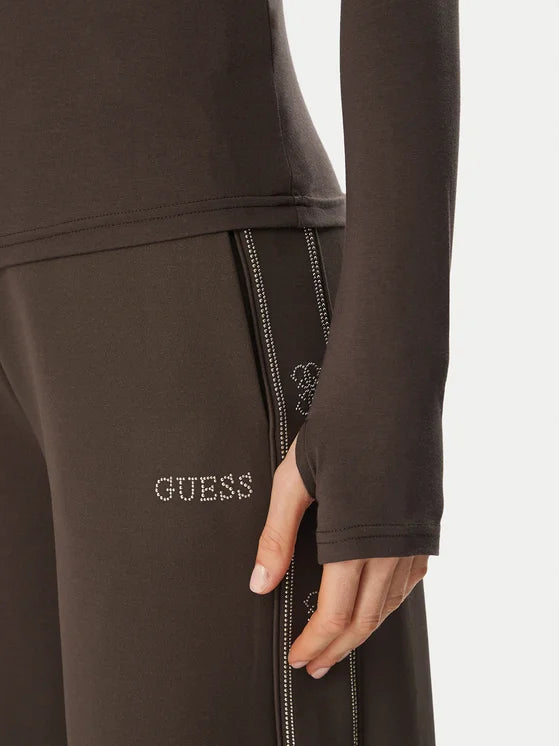 MAGLIA A MANICHE LUNGHE GUESS MARRONE
