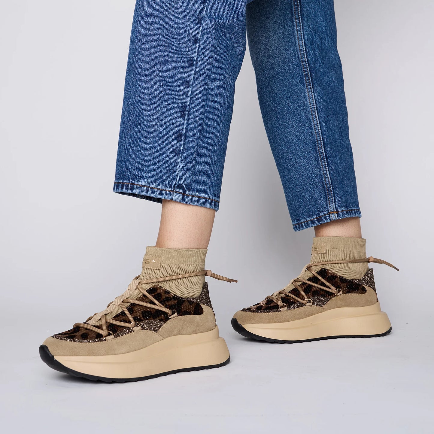 SNEAKER CHILL OUT CON STAMPA ANIMALIER BEIGE TOSCA BLU