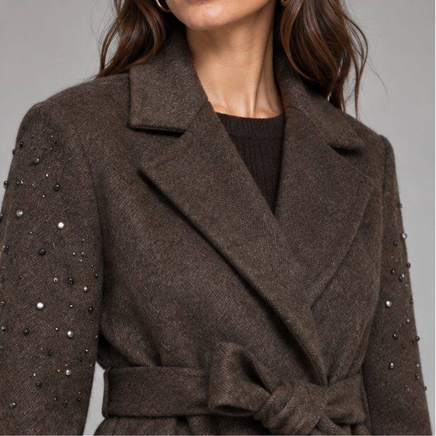 CAPPOTTO KAOS CON STRASS MARRONE