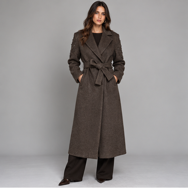 CAPPOTTO KAOS CON STRASS MARRONE