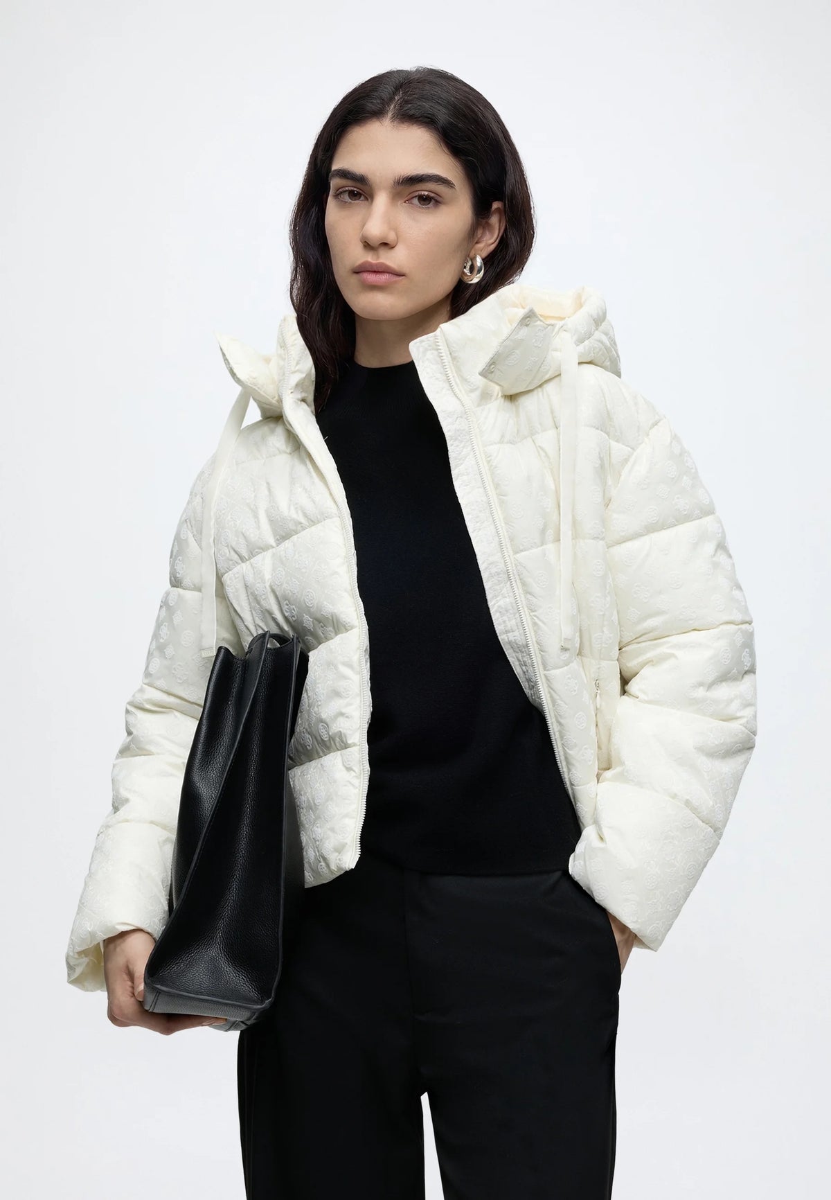 GIUBBOTTO NEW DAISY CROP LOGO GUESS BIANCO PUFFFER