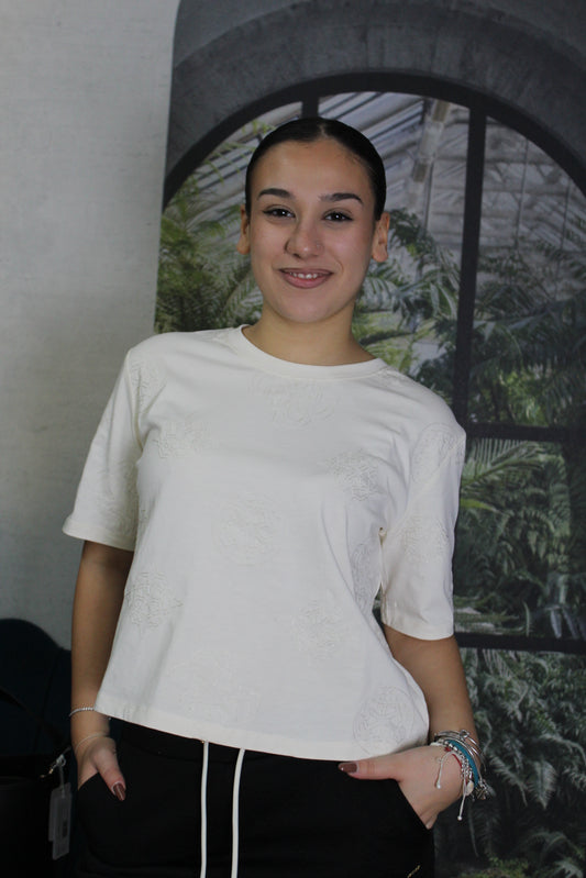 T-SHIRT GUESS LOGO PANNA