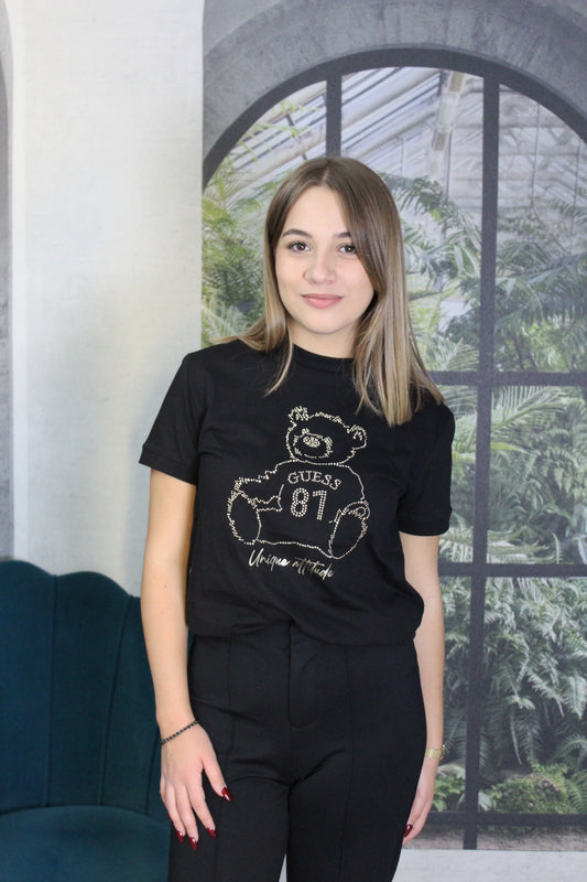 T-SHIRT ORSETTO NERA SWAROSKI