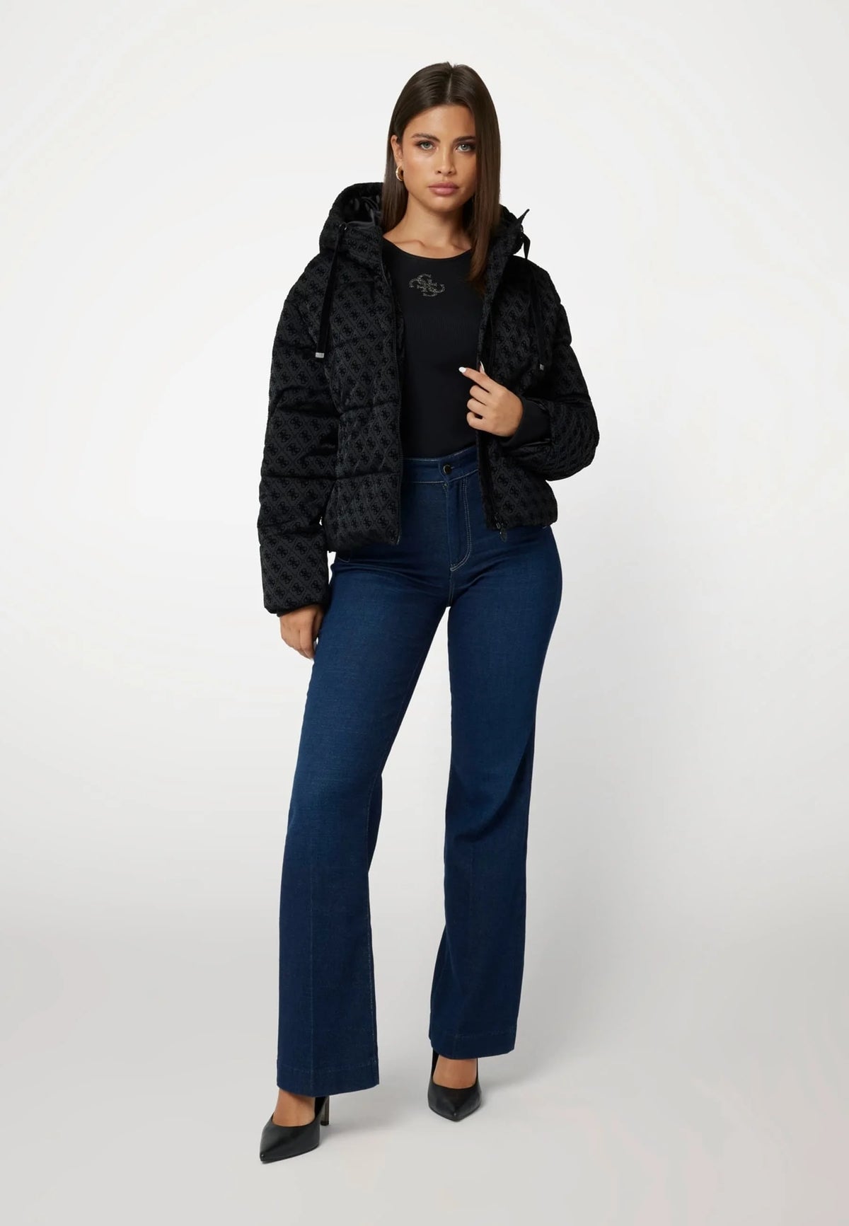 GIACCA INVERNALE GUESS LOGATA NERA SCHWARZ