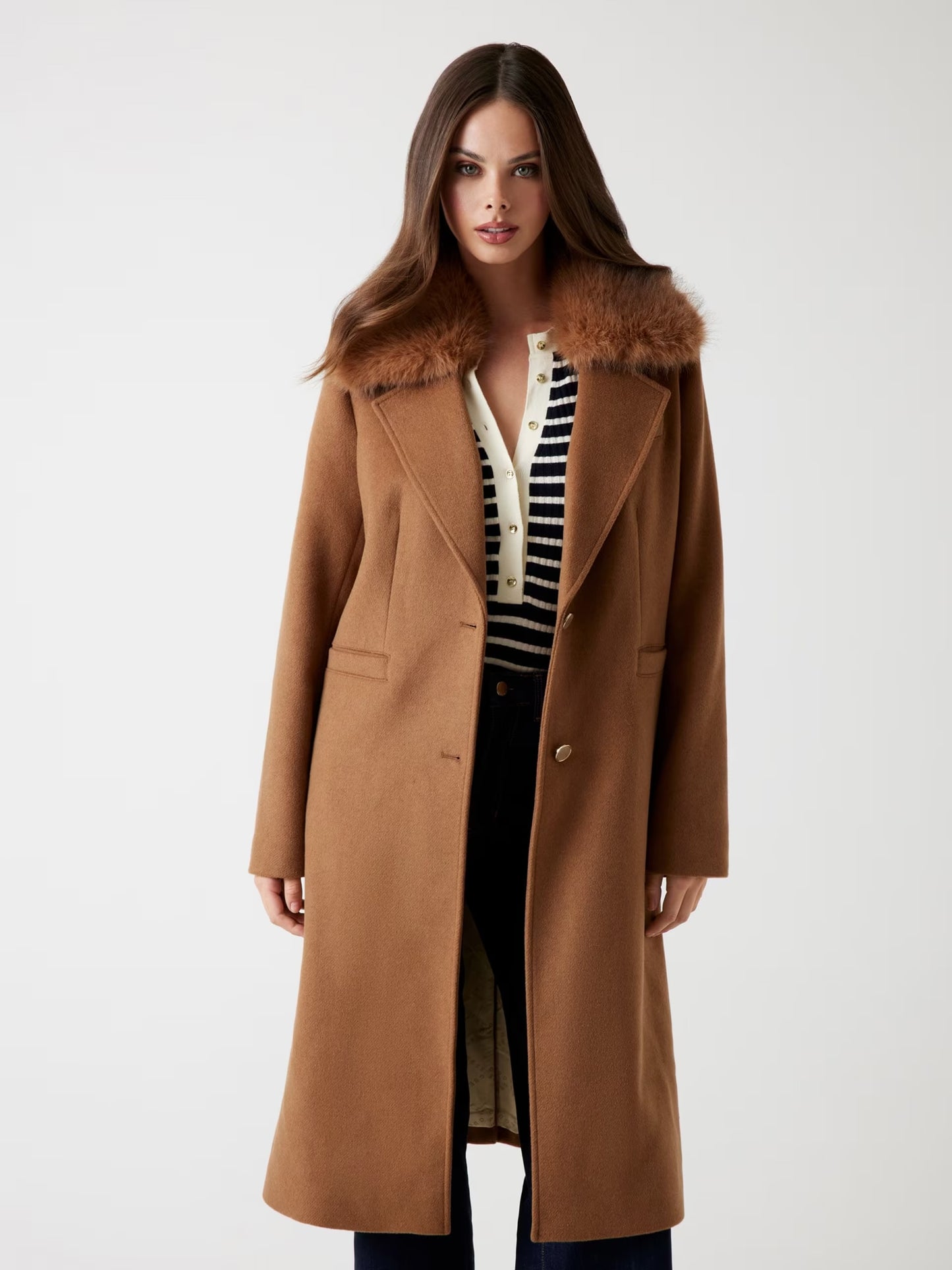 CAPPOTTO GUESS MISTO LANA MARRONE