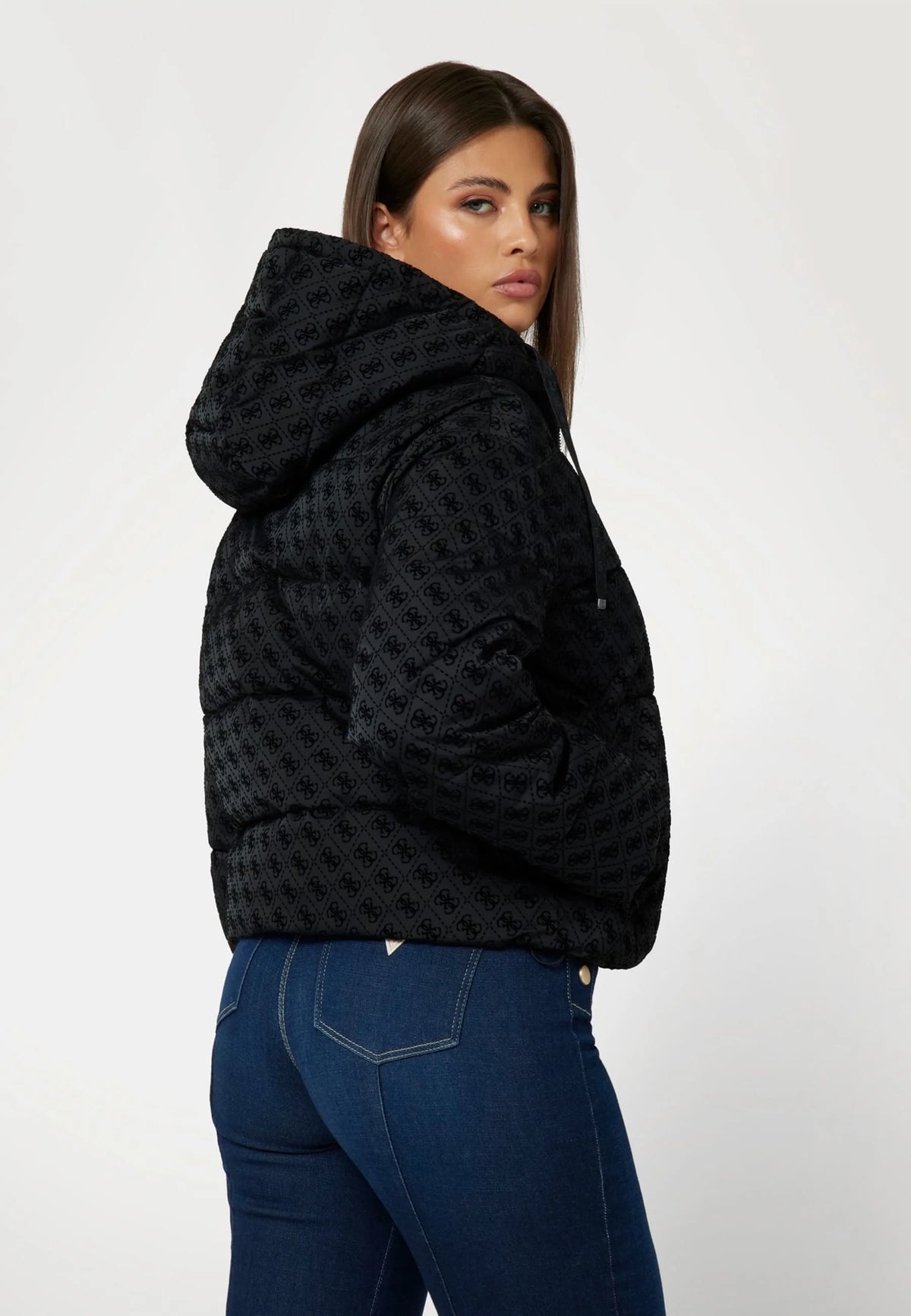 GIACCA INVERNALE GUESS LOGATA NERA SCHWARZ