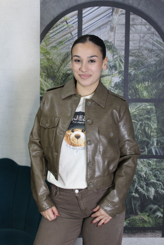 GIACCA CROPPED SIMILPELLE GUESS