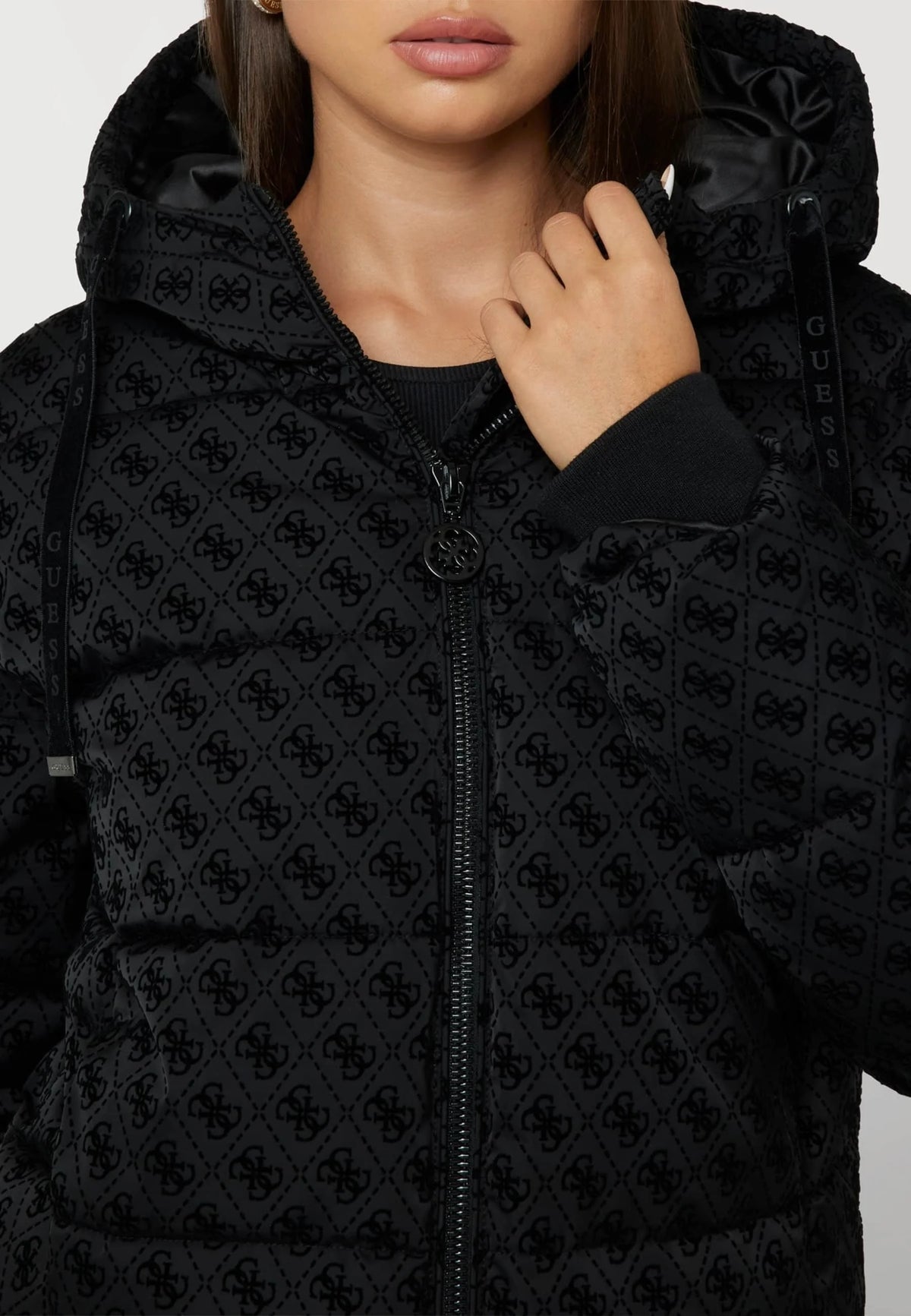 GIACCA INVERNALE GUESS LOGATA NERA SCHWARZ
