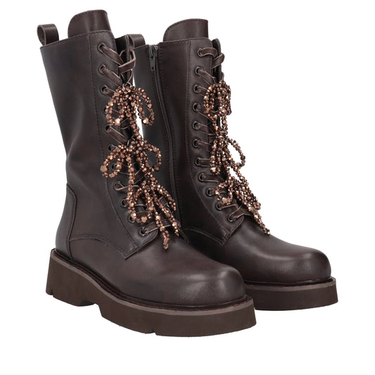 STIVALETTO TOSCA BLU LOUISE CON FIOCCHI IN PERLE TESTA DI MORO