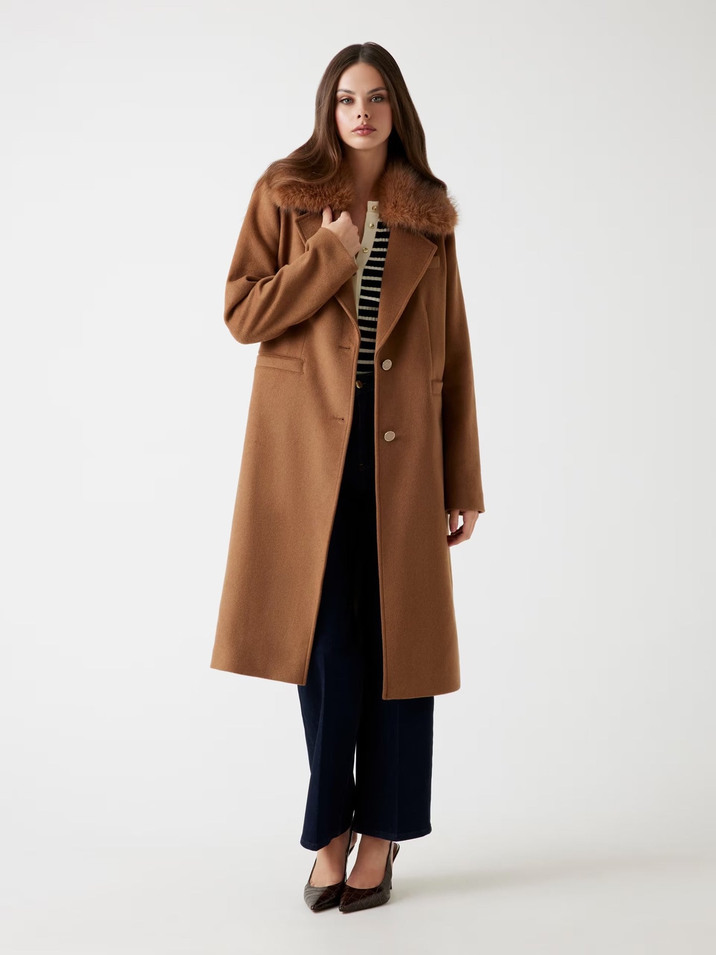 CAPPOTTO GUESS MISTO LANA MARRONE