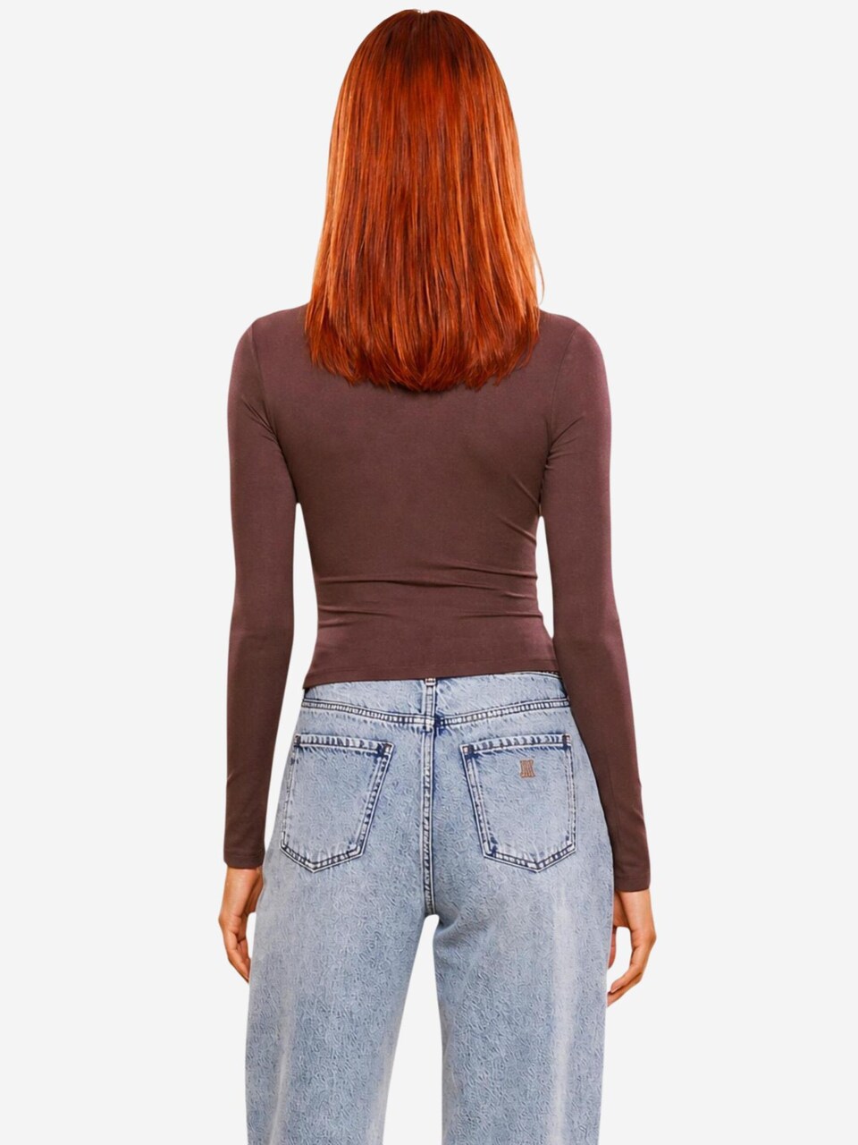 MAGLIA GUESS COFFEE CHARA LONG SLEEVE KNIT TOP