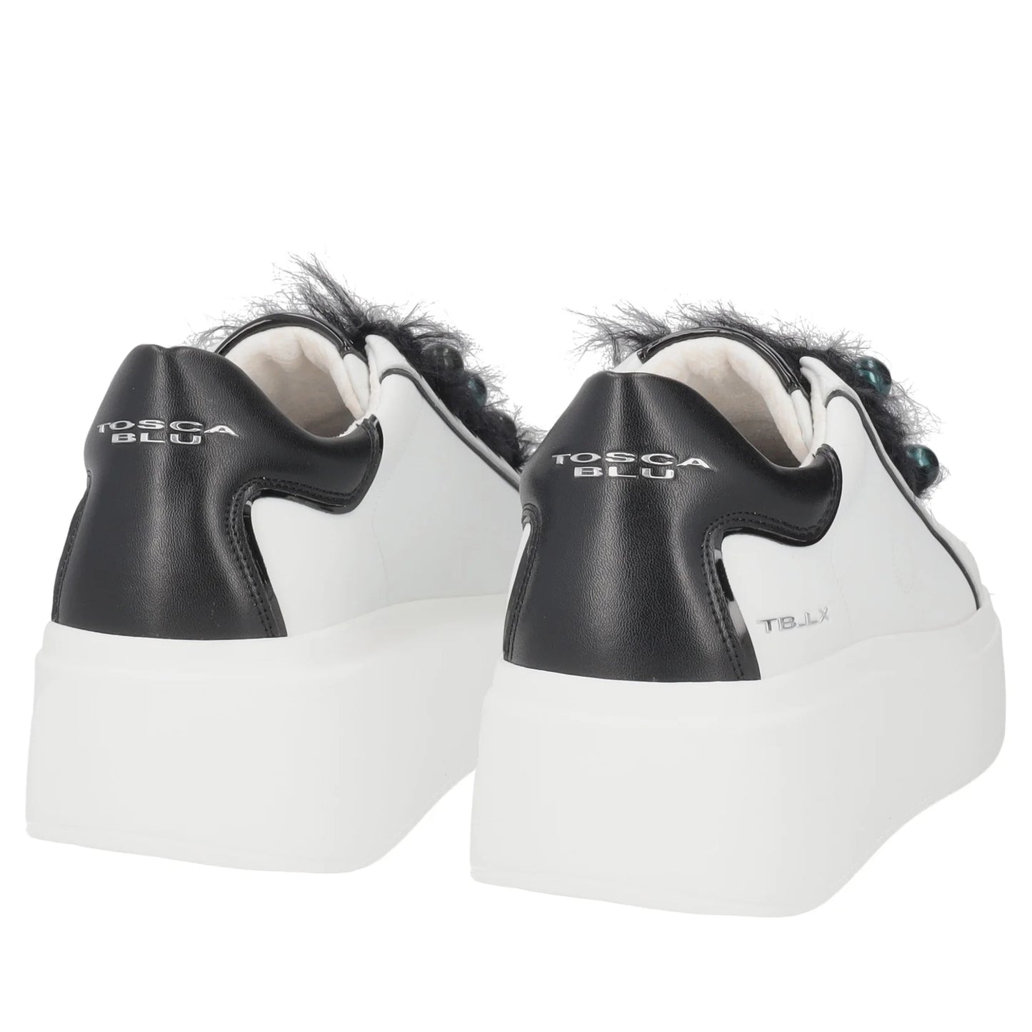 SNEAKER DAZZLING CON PERLE E PIUME TOSCA BLU