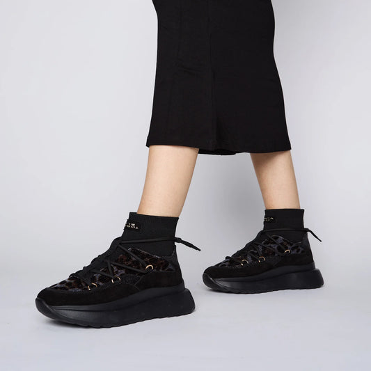 SNEAKER CHILL OUT CON STAMPA ANIMALIER NERE TOSCA BLU