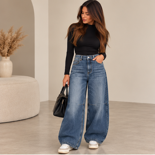JEANS OVER/D BALLOON AZZURRO