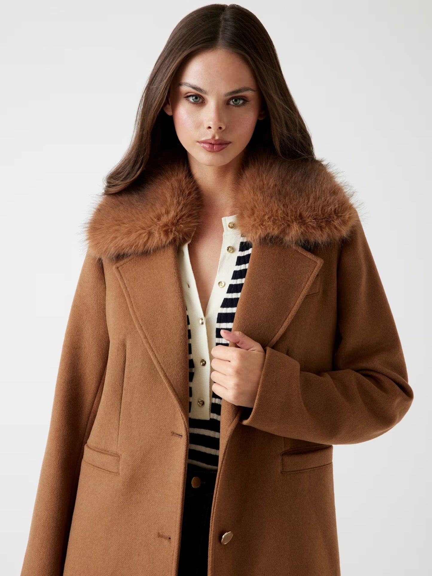 CAPPOTTO GUESS MISTO LANA MARRONE