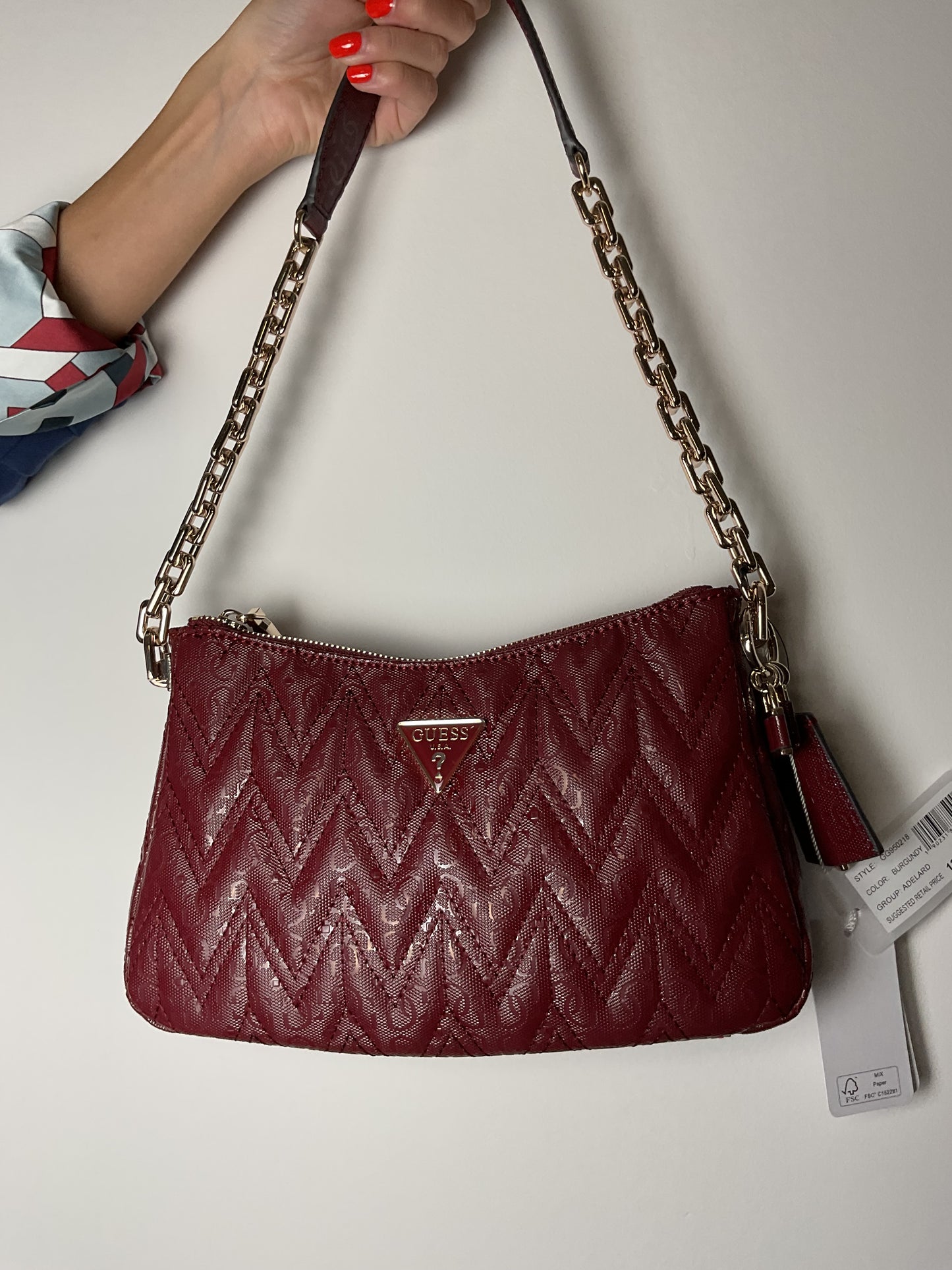 Borsa Guess A spalla Bordeaux