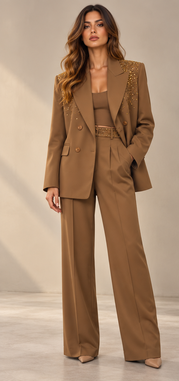 GIACCA MARRONE STRASS ODI ET AMO