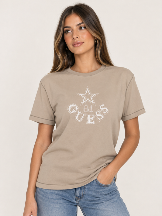 T-SHIRT GUESS LOGO STELLA BEIGE