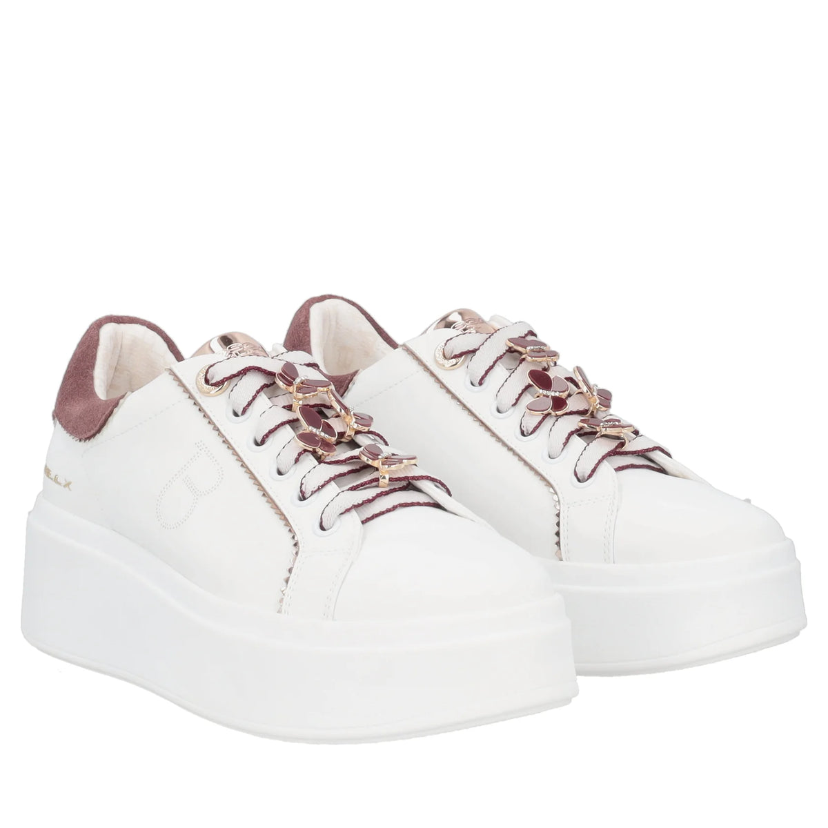 SNEAKER SWEET CITY IN PELLE CON FARFALLE TOSCA BLU