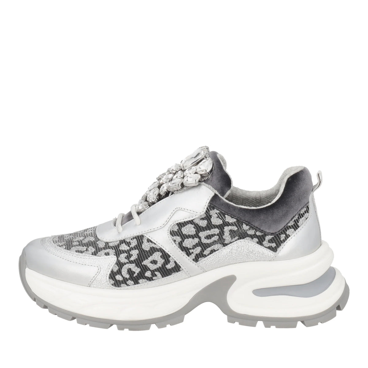 SNEAKER DIAMANTIKA TOSCA BLU CON ACCESSORIO GIOIELLO COLORE GRIGIO SCURO