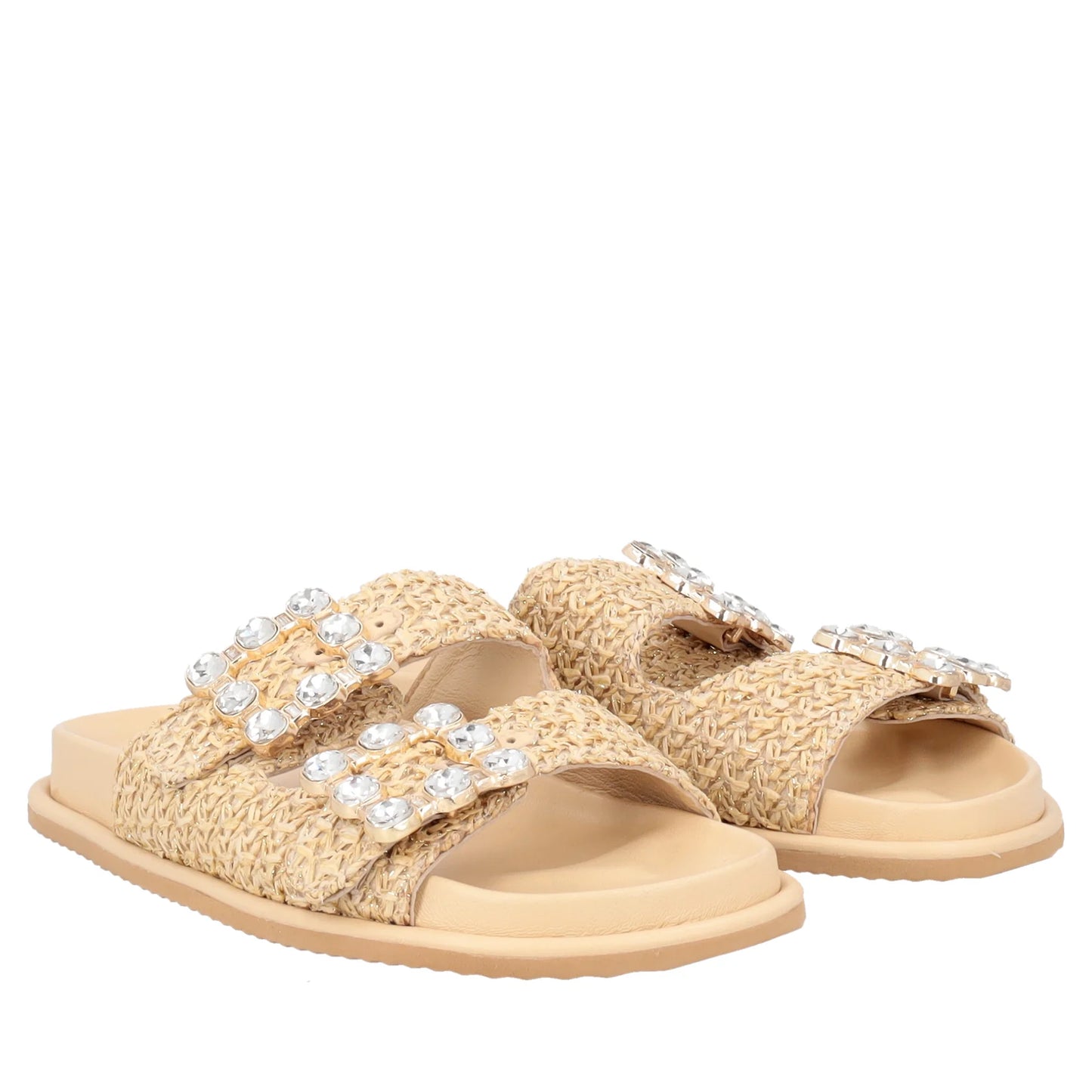 SANDALO TENERIFE TOSCA BLU IN RAFFIA BEIGE