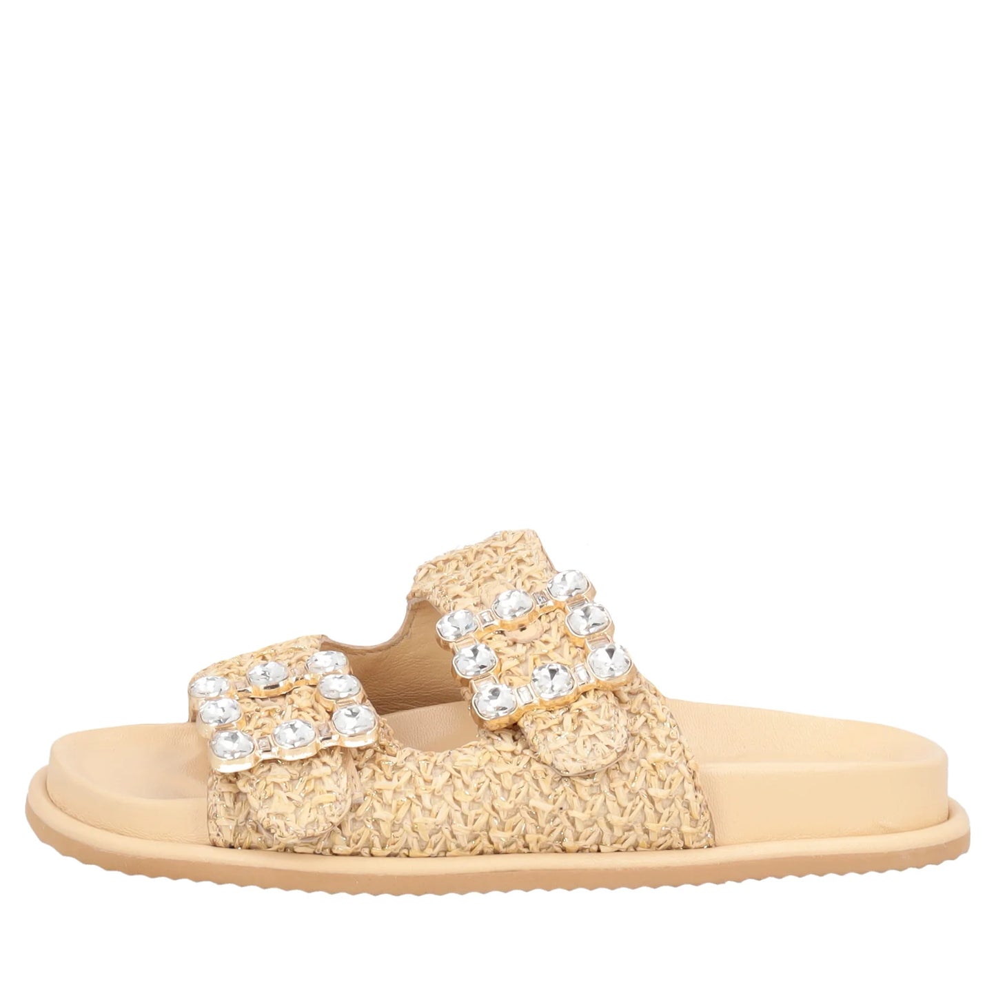 SANDALO TENERIFE TOSCA BLU IN RAFFIA BEIGE
