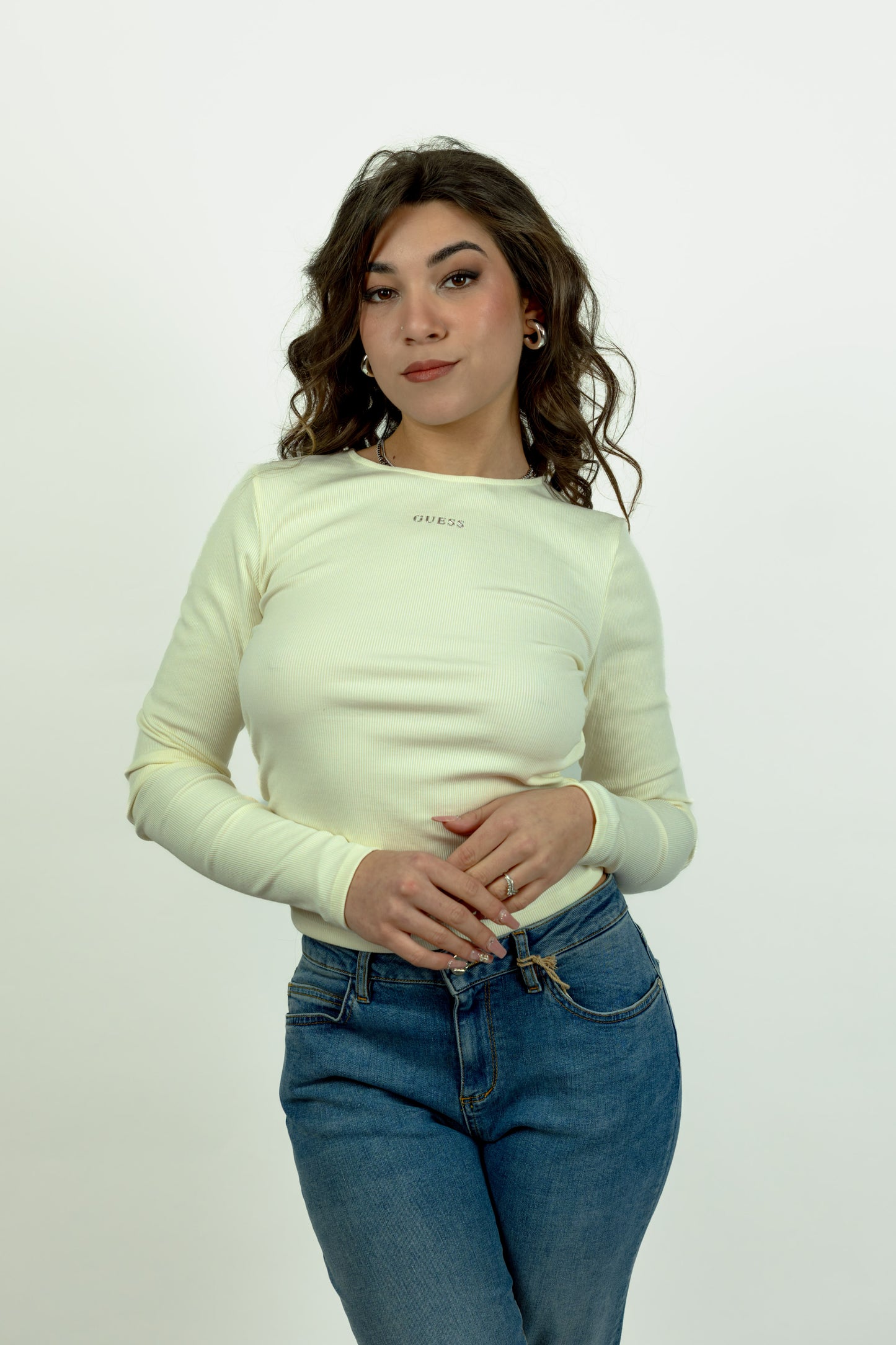 MAGLIA A COSTINE GUESS BIANCA