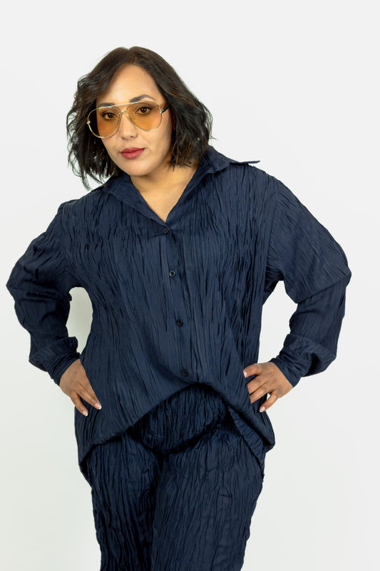 CAMICIA ICONA BLU COMPLETO STROPICCIATO