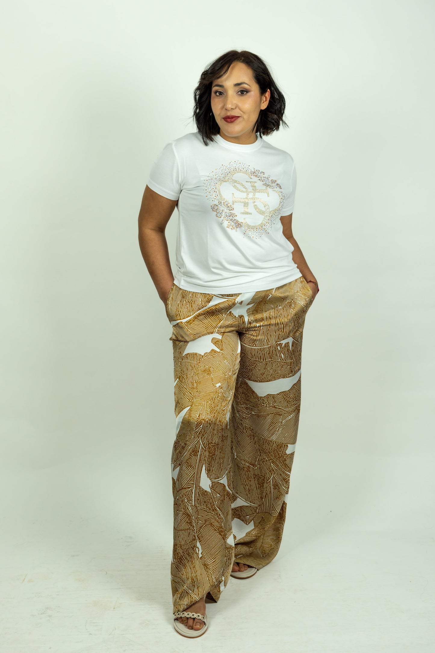 T-SHIRT GUESS LOGO 4G BIANCA
