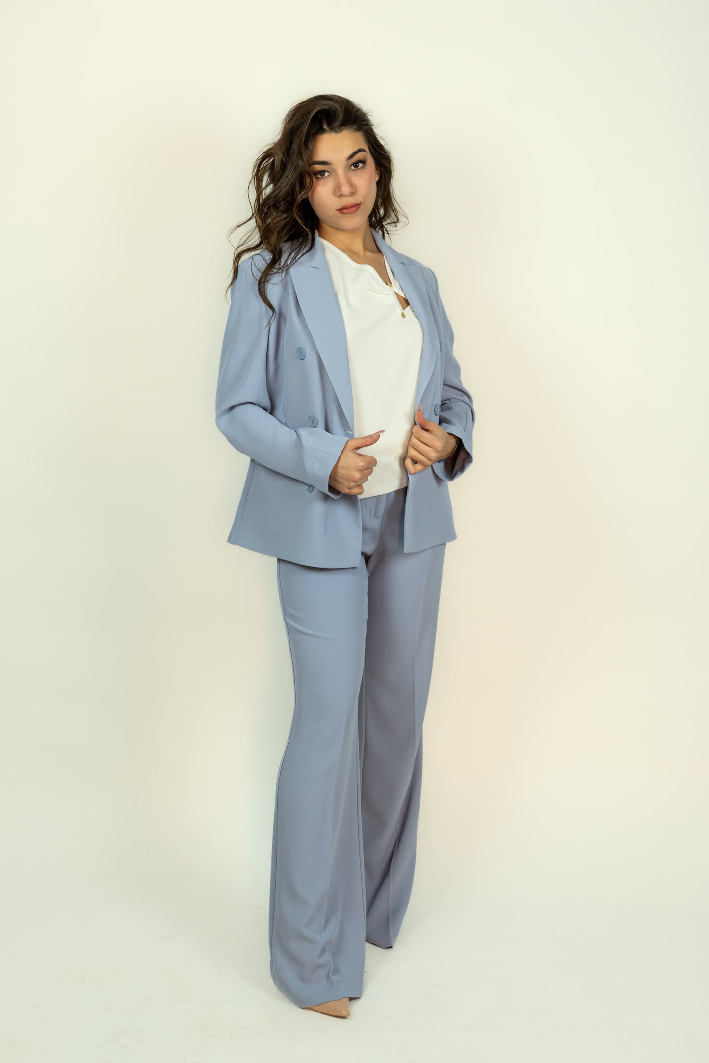 PANTALONE TAILLEUR AZZURRO KAOS