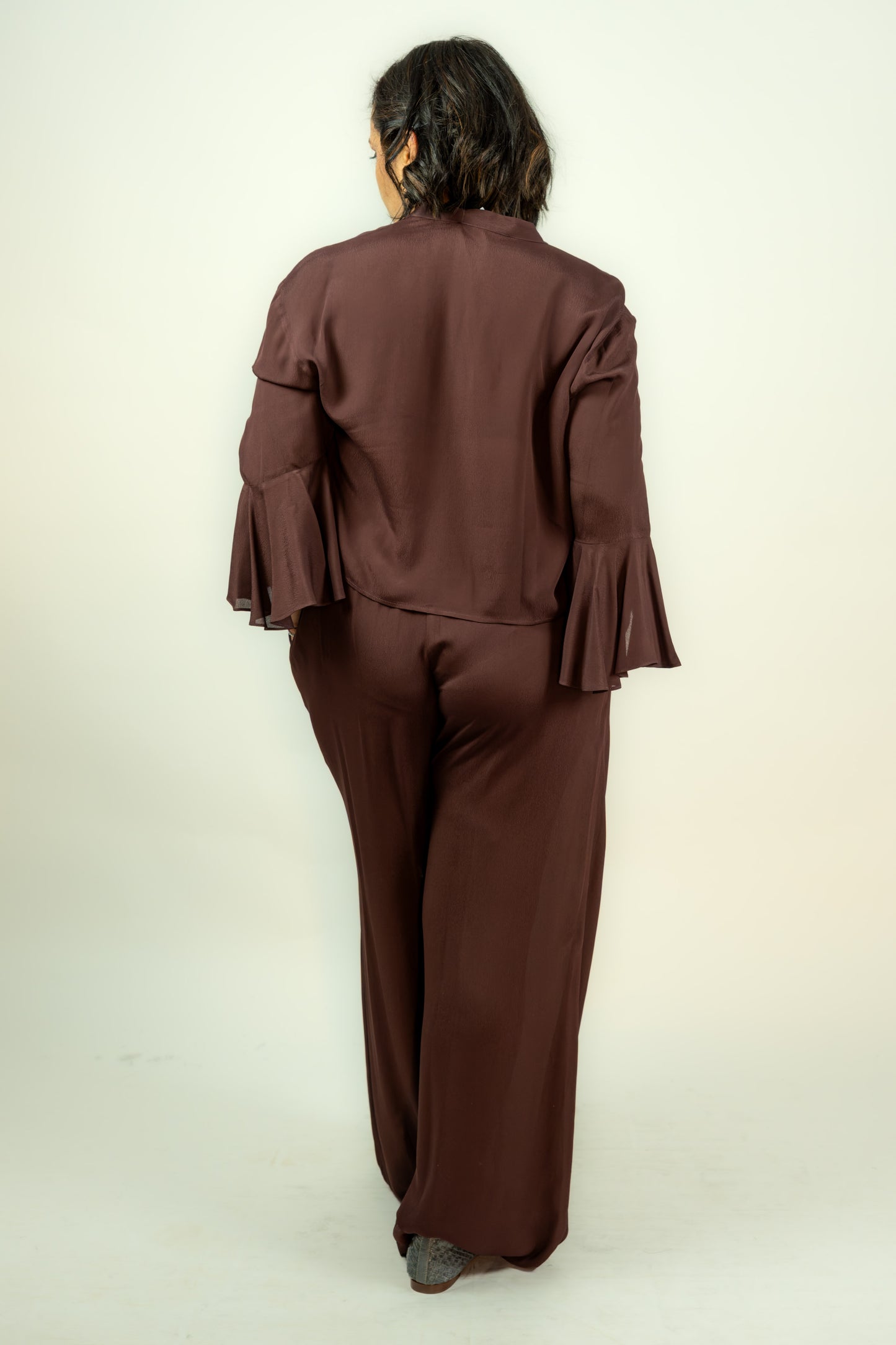 PANTALONE PALAZZO KAOS COMPLETO CIOCCOLATO