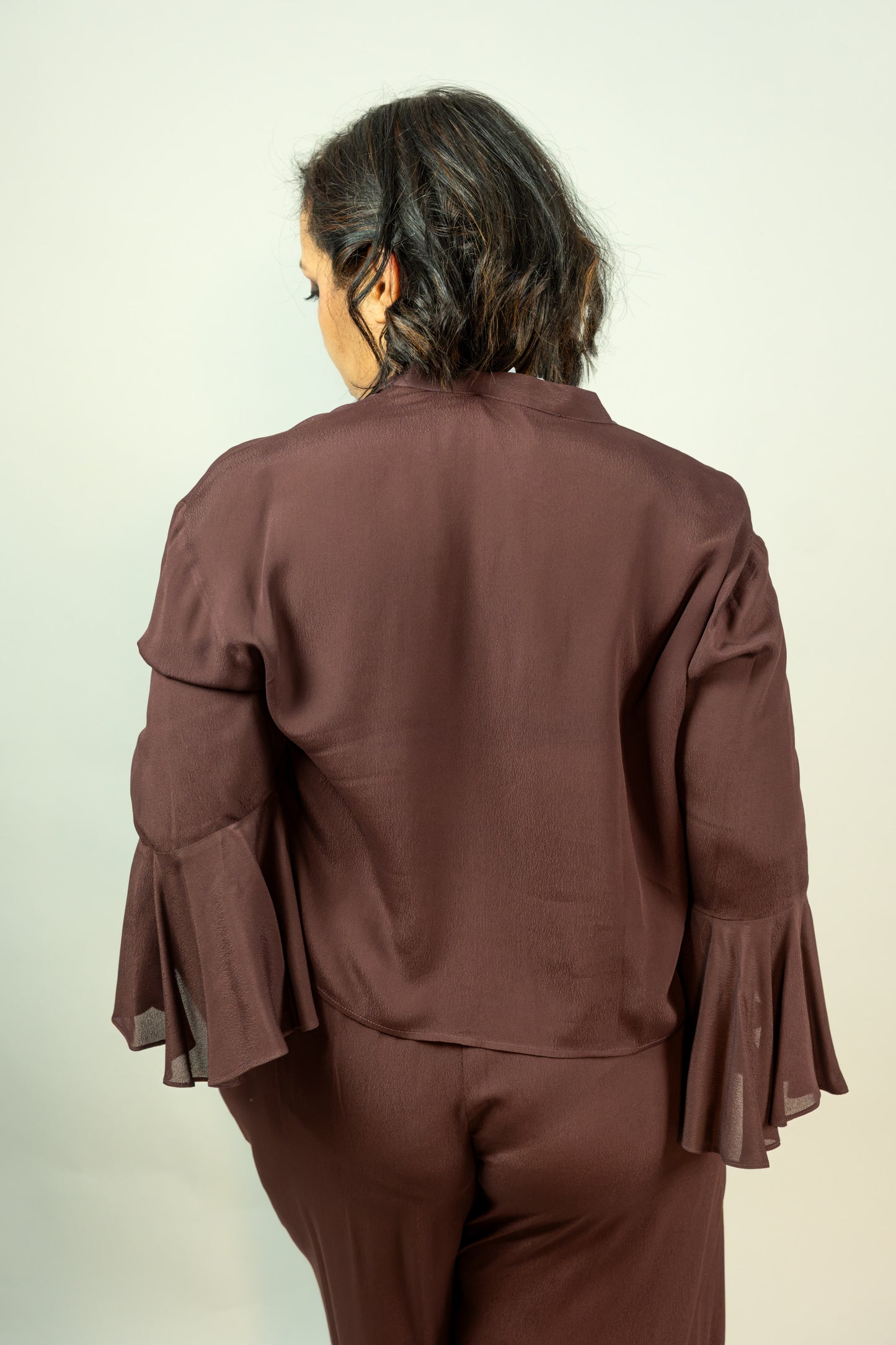 CAMICIA KAOS CROP COMPLETO CIOCCOLATO
