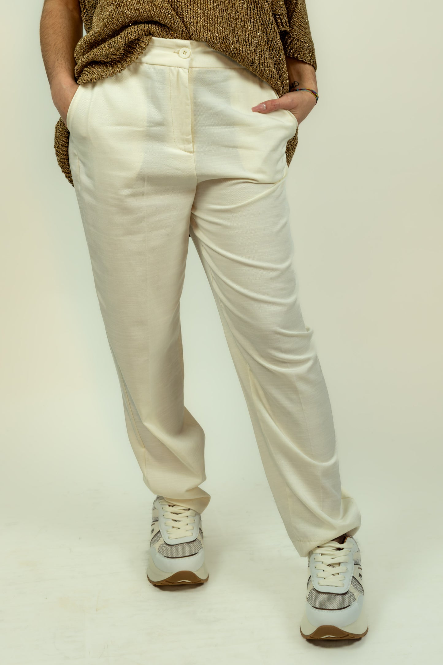 PANTALONE KAOS CON ELASTICO PANNA