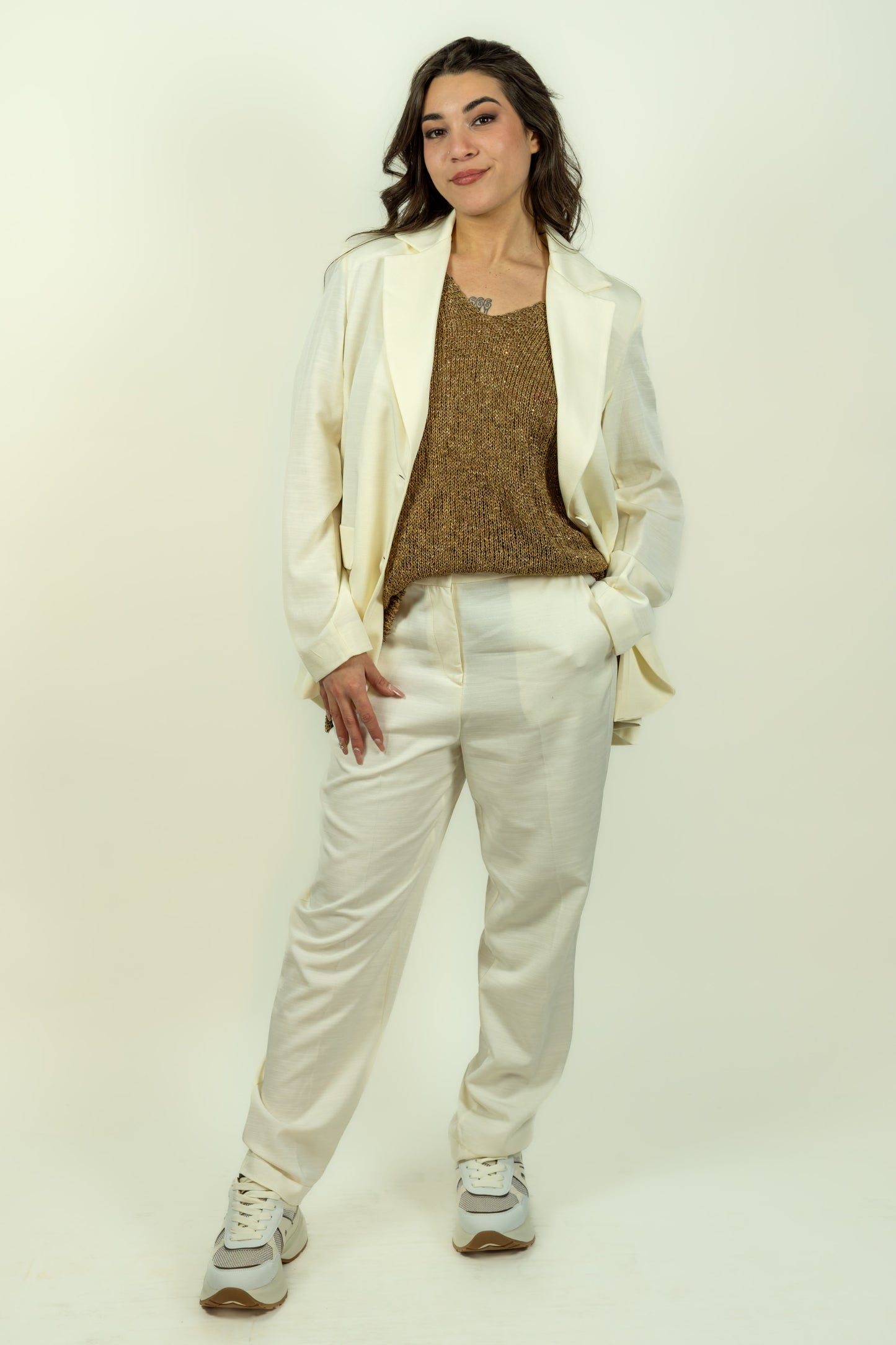 PANTALONE KAOS CON ELASTICO PANNA
