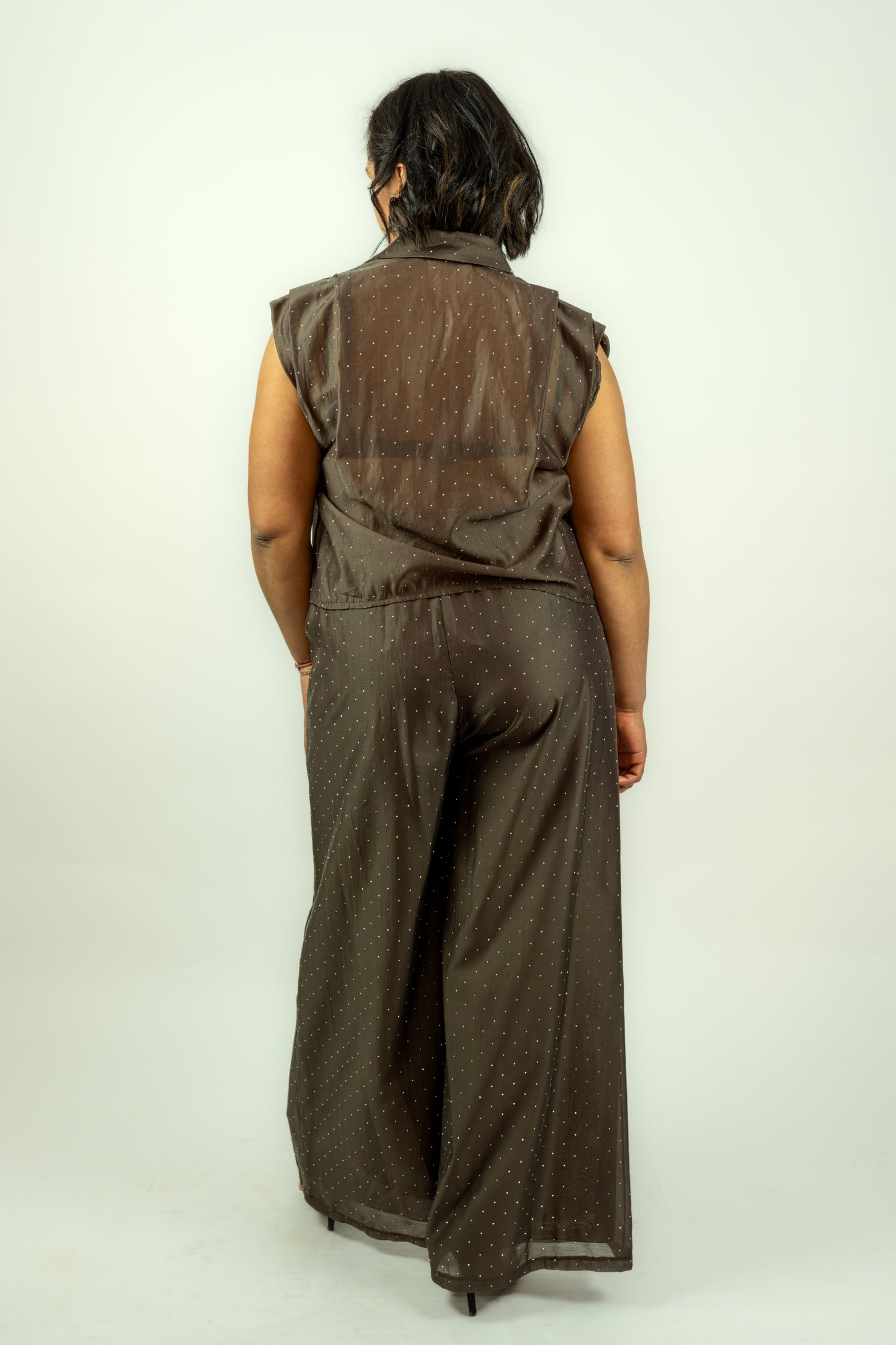 PANTALONE MARRONE STRASS KAOS