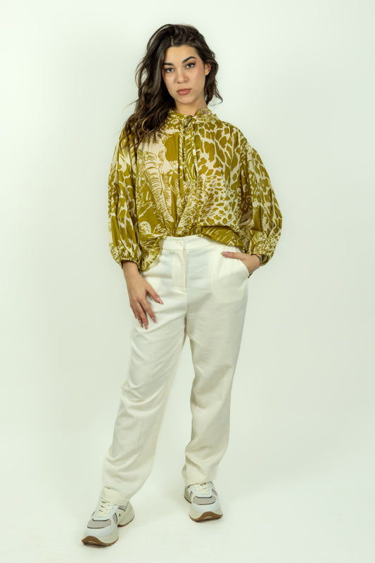 CAMICIA FANTASIA GIALLA E BIANCA KAOS