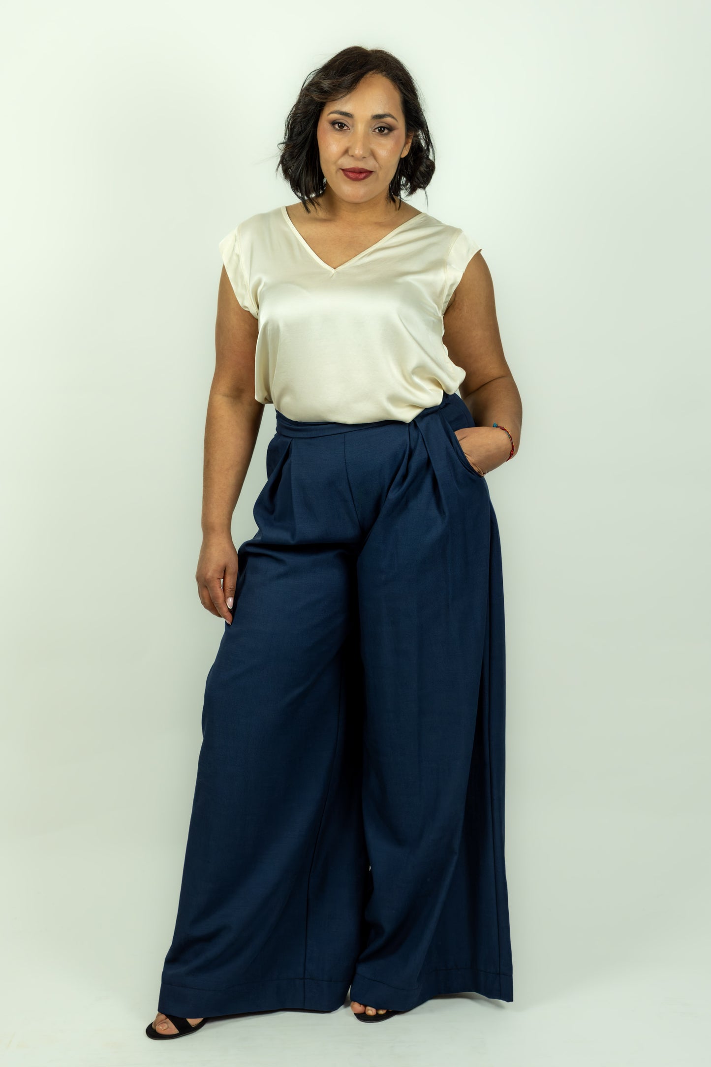 PANTALONE BLU PALAZZO KAOS