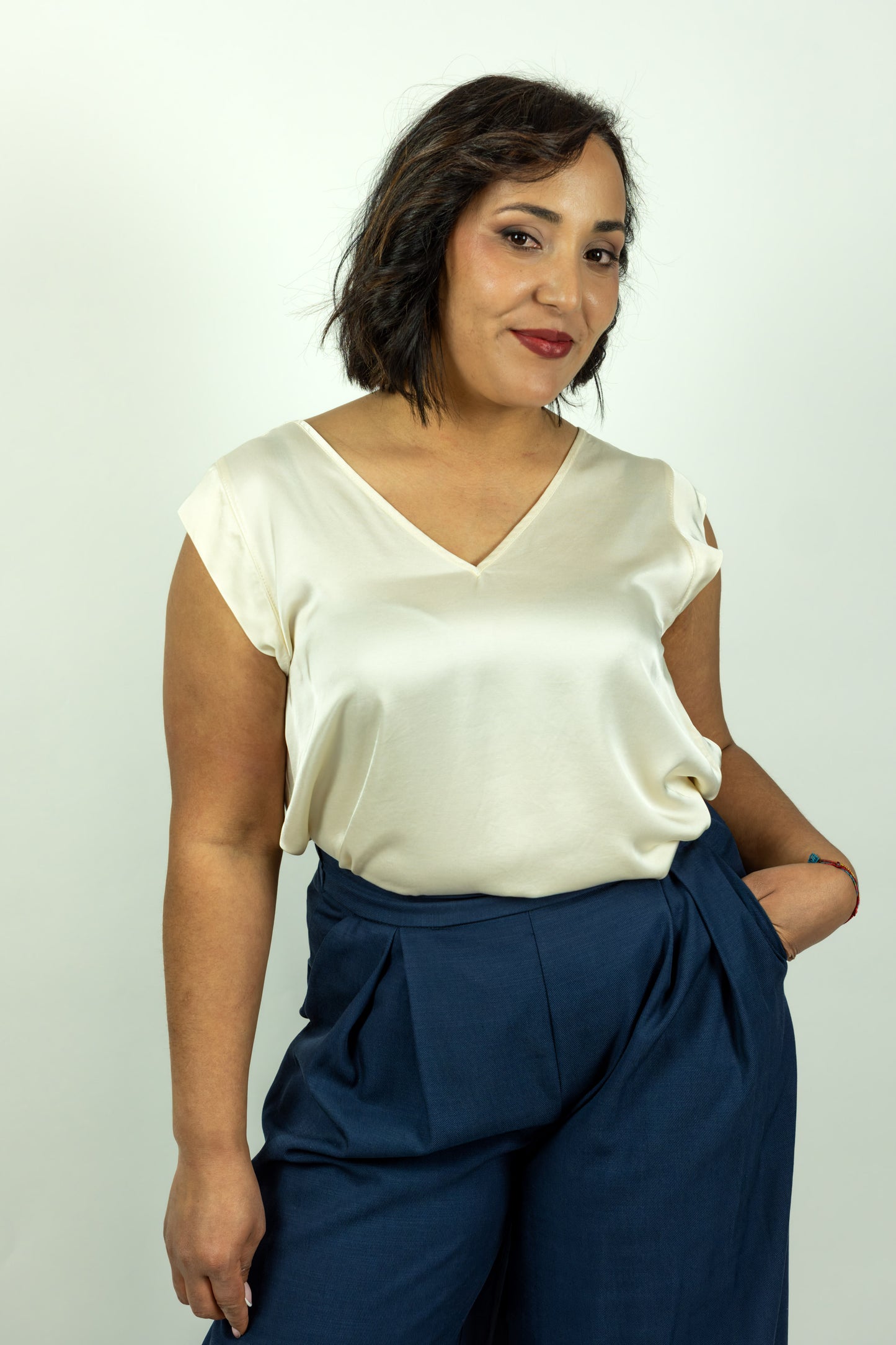 BLUSA KAOS IN RASO PANNA