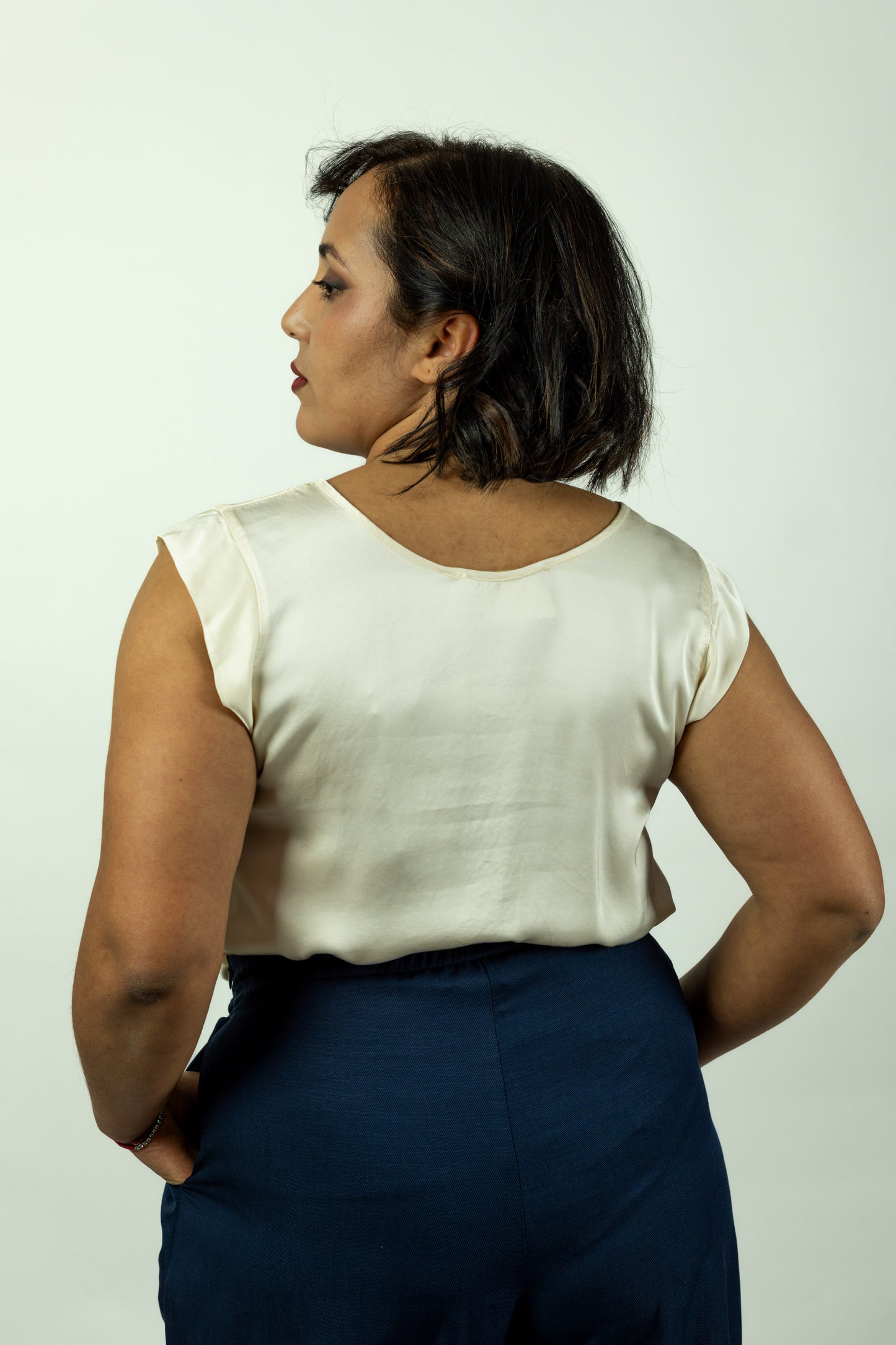 BLUSA KAOS IN RASO PANNA