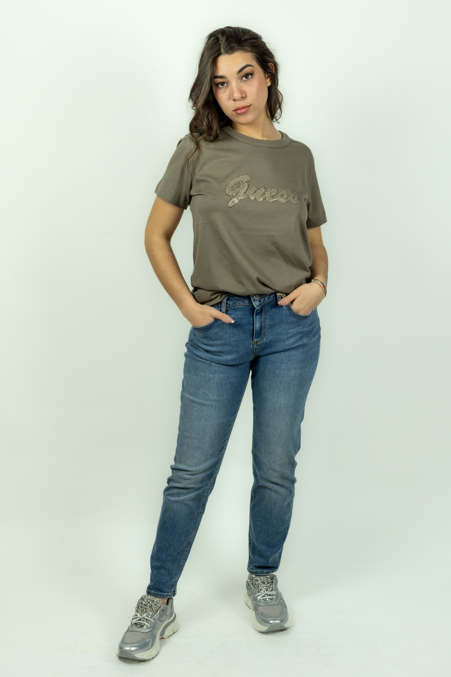 T-SHIRT GUESS VERDE REGULAR