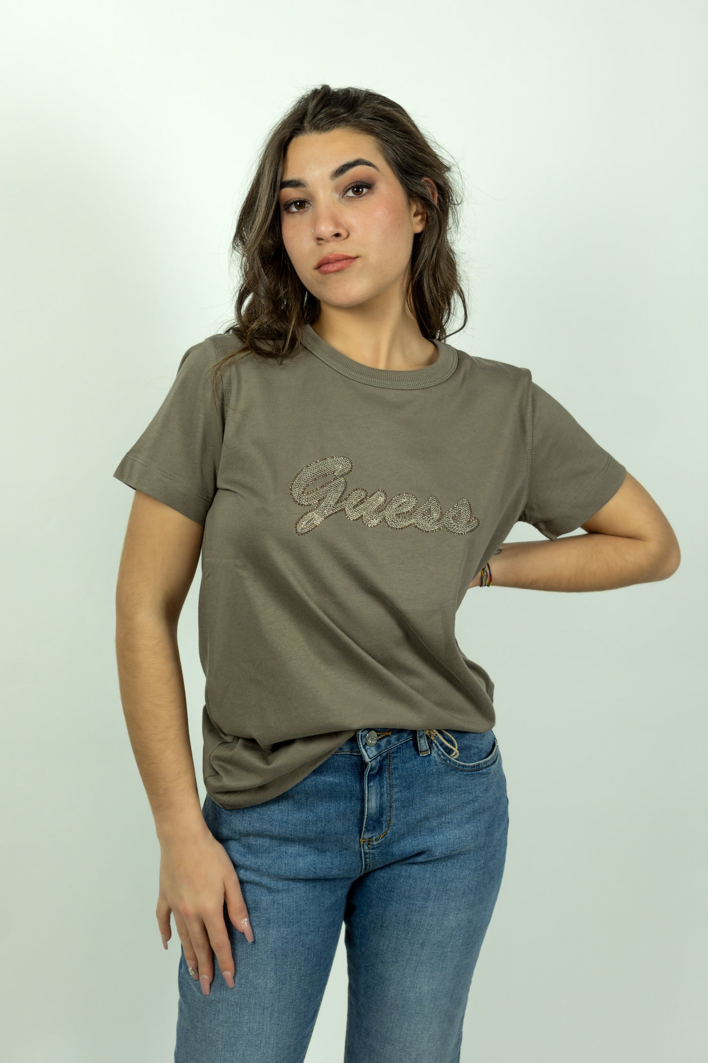 T-SHIRT GUESS VERDE REGULAR