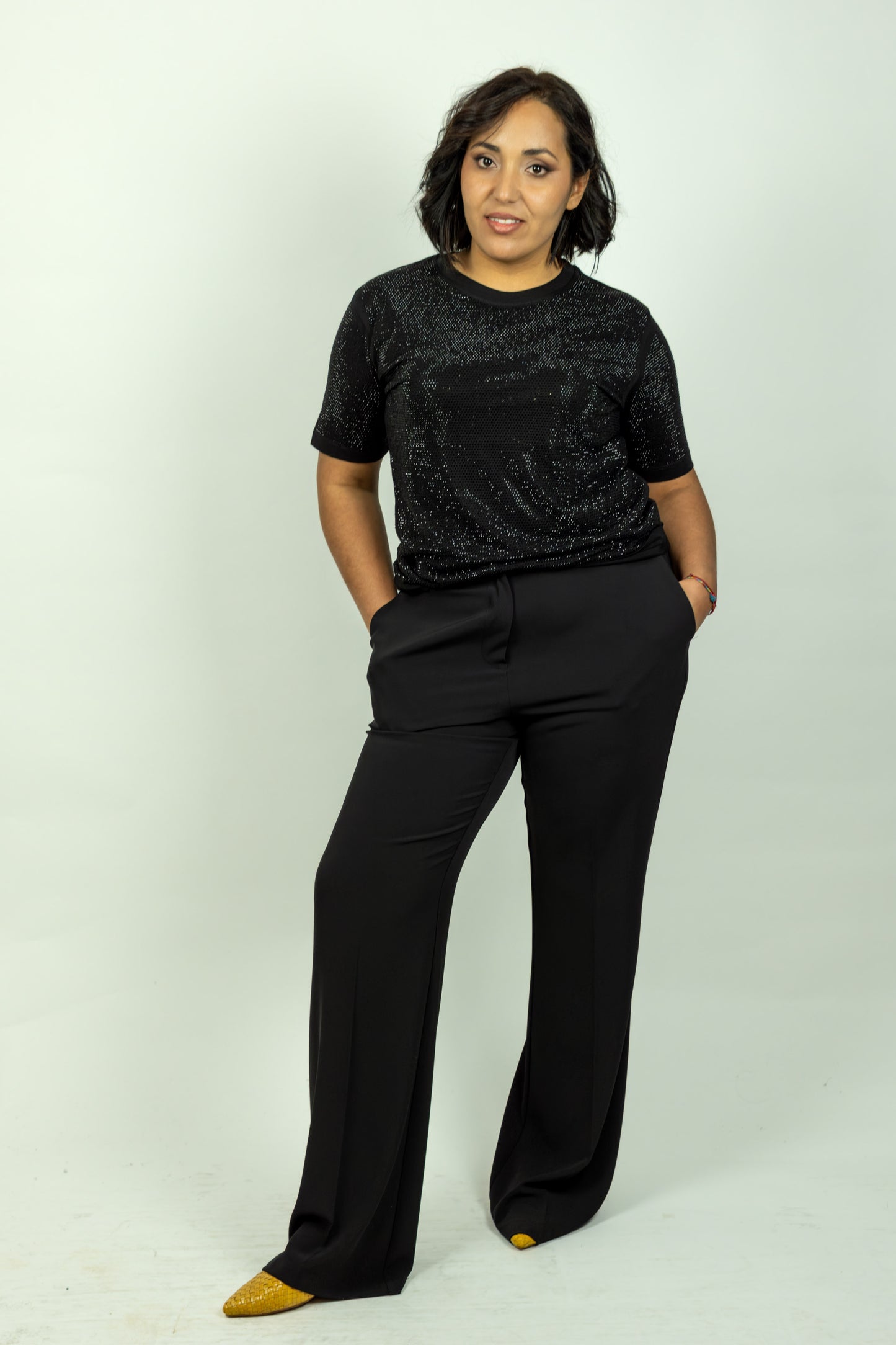 T-SHIRT NERA STRASS ODI ET AMO