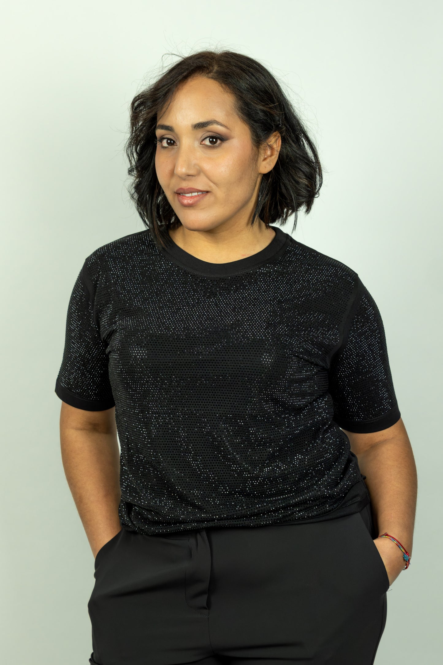 T-SHIRT NERA STRASS ODI ET AMO